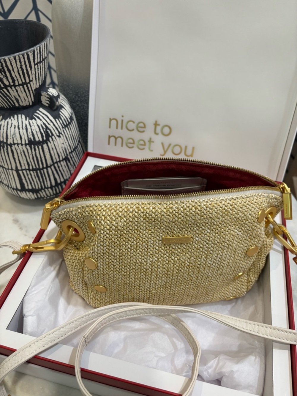 Hammitt Daniel Clutch/Crossbody Bag with adjustable Cream Strap - Picture 7 of 11